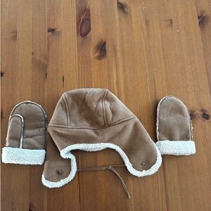 Cozy Brown Kids Winter Hat and Mittens Set